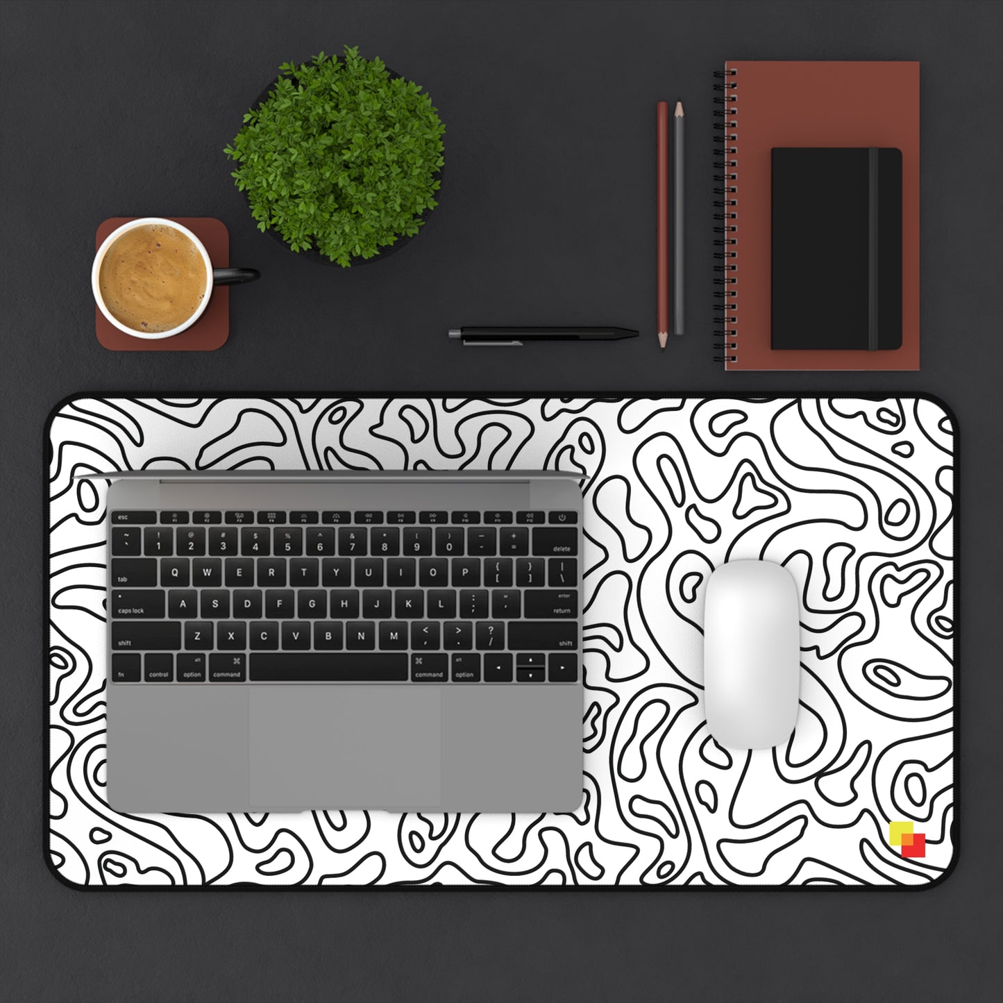 White Topographic Mouse Pad / Desk Mat