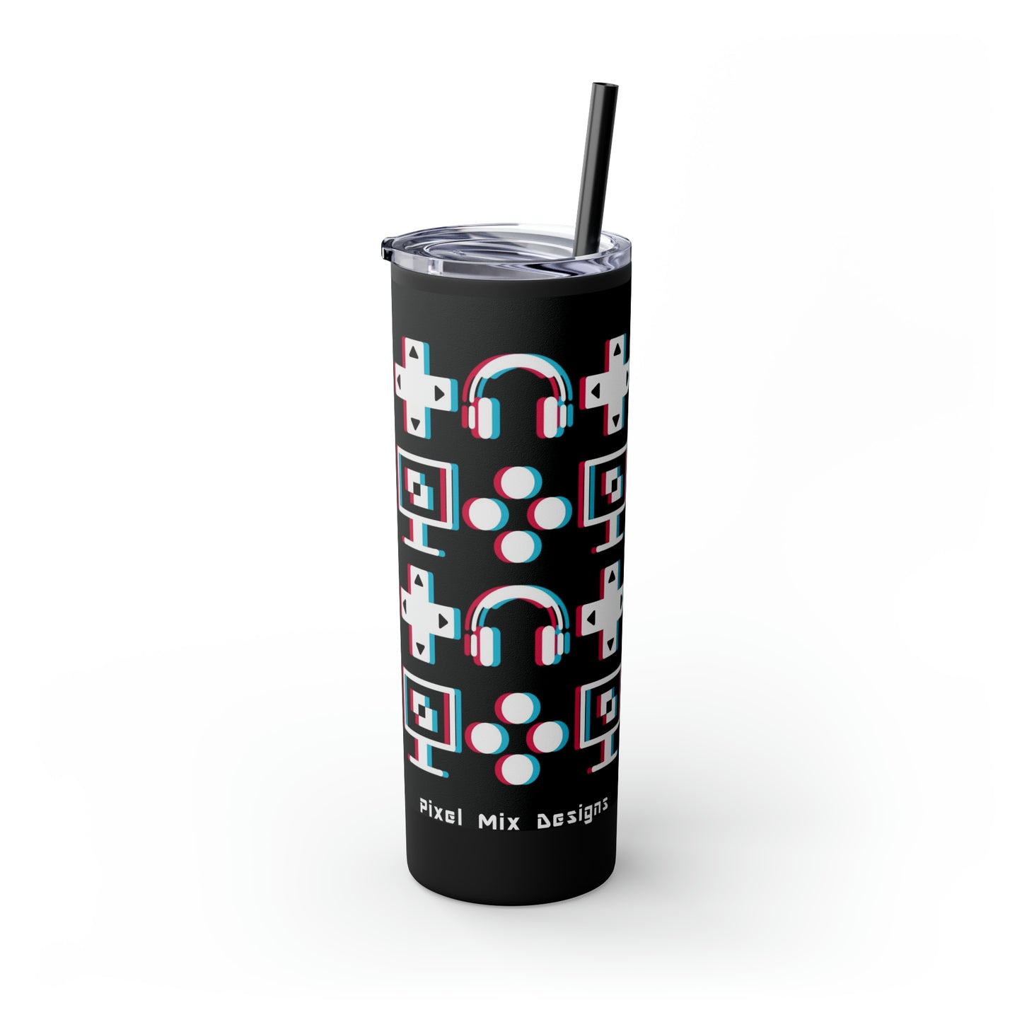 Glitchy Gaming 20oz Skinny Tumbler with Straw