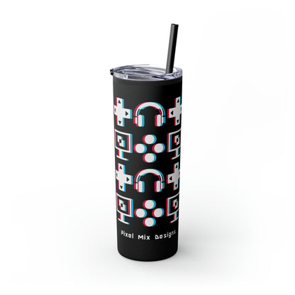 Glitchy Gaming 20oz Skinny Tumbler with Straw