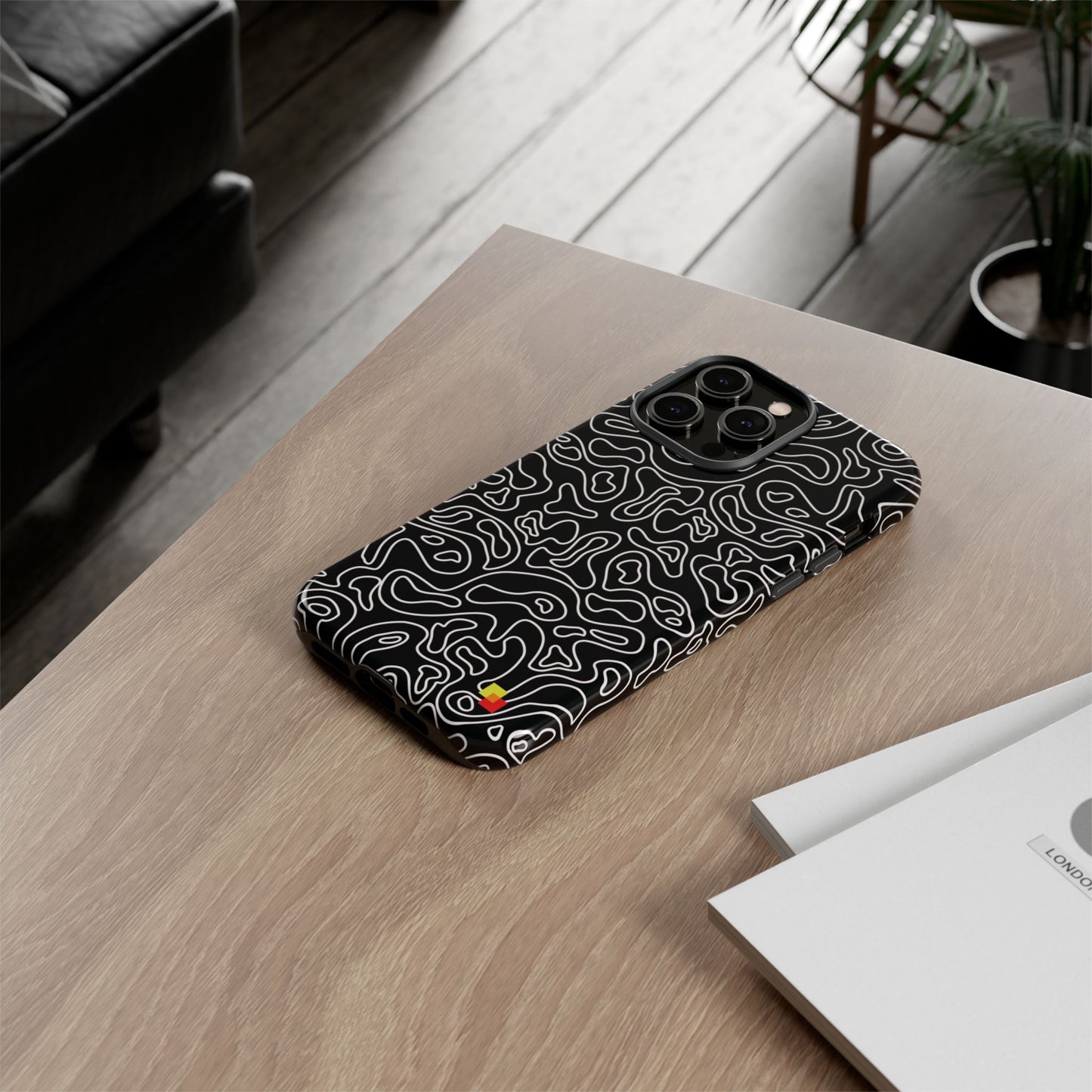 Black Topographic Phone Case