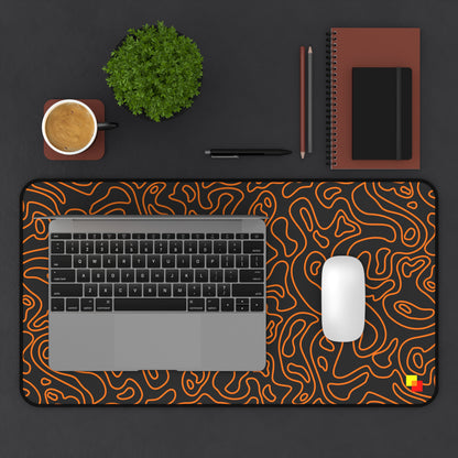 Orange and Black Topographic Mouse Pad / Desk Mat