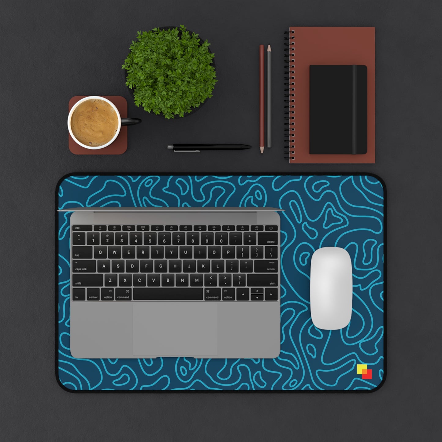 Blue Topographic Mouse Pad / Desk Mat