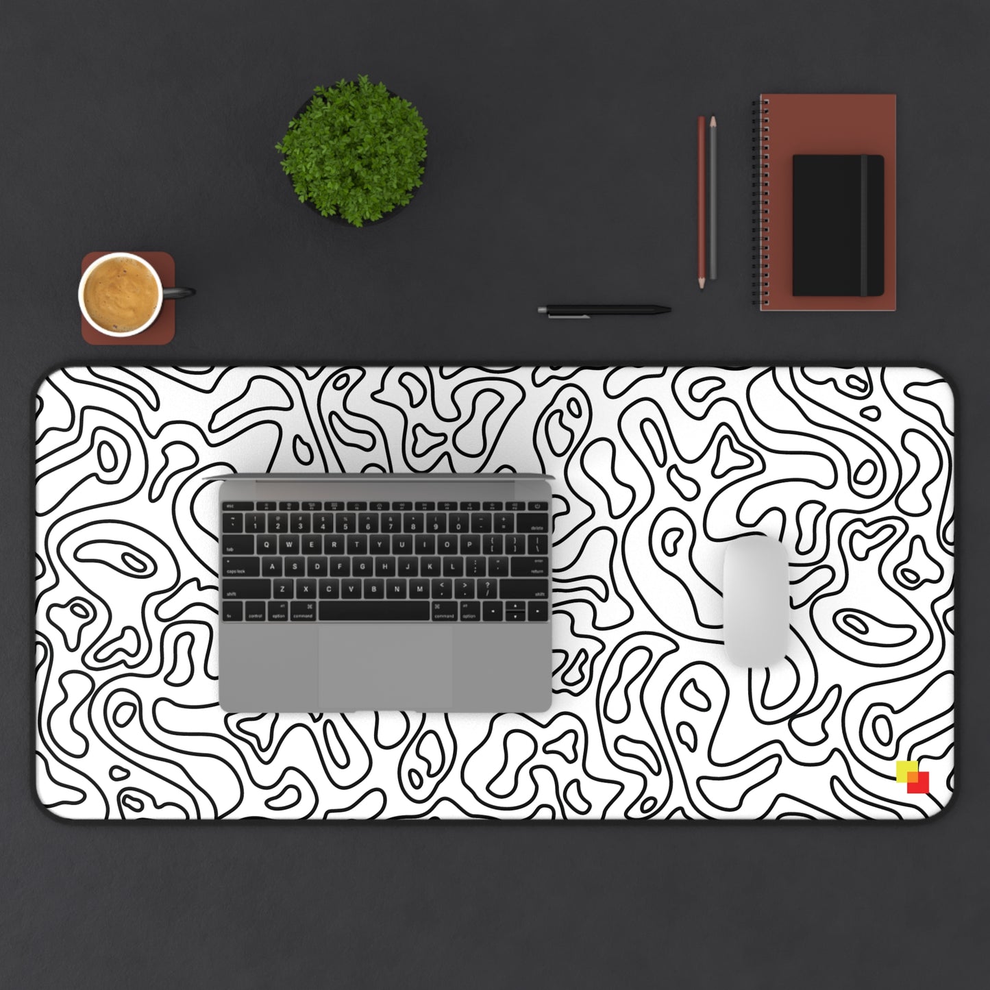 White Topographic Mouse Pad / Desk Mat