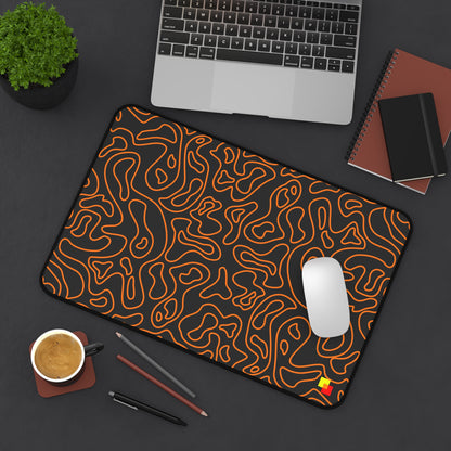 Orange and Black Topographic Mouse Pad / Desk Mat