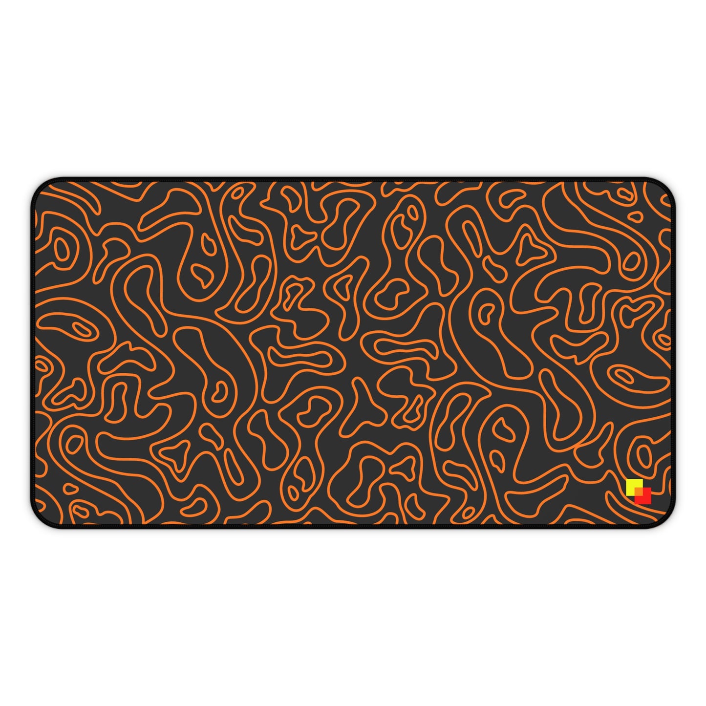 Orange and Black Topographic Mouse Pad / Desk Mat