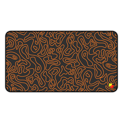 Orange and Black Topographic Mouse Pad / Desk Mat