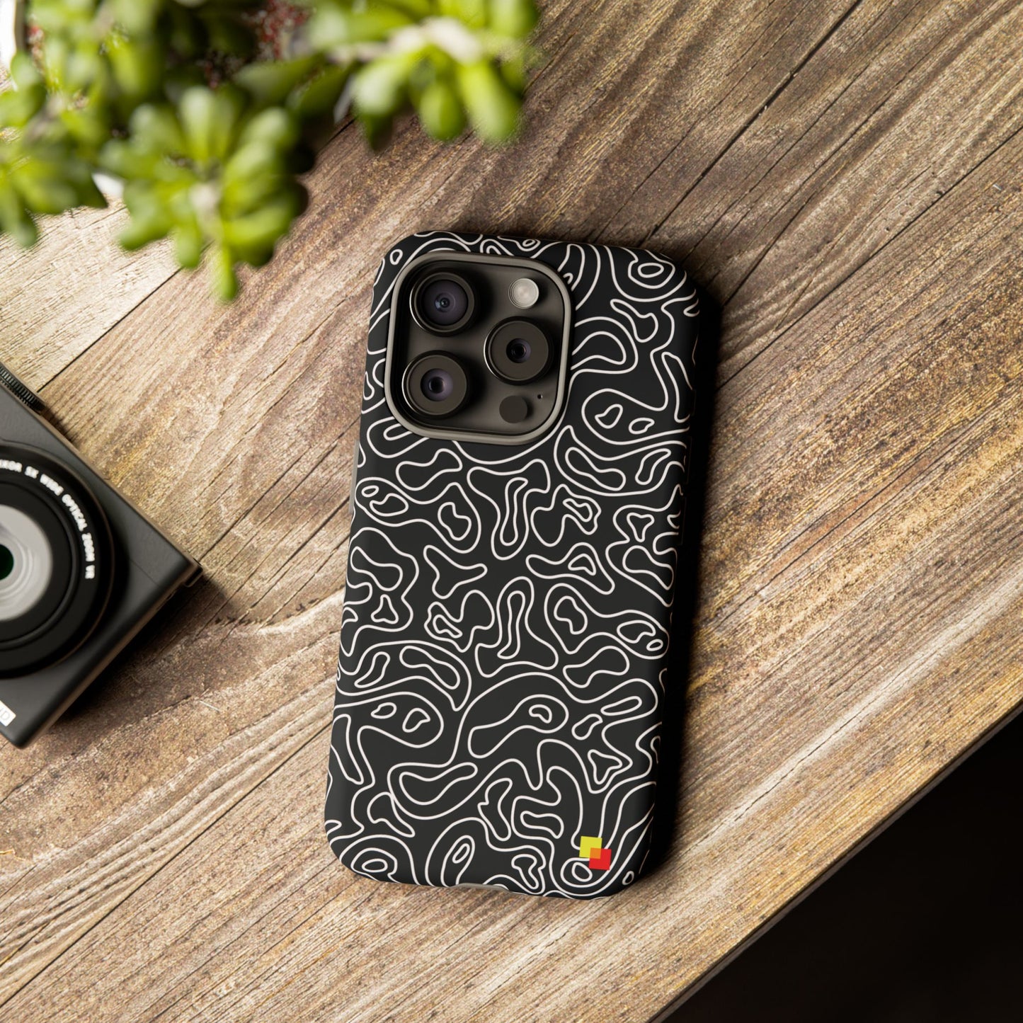 Black Topographic Phone Case