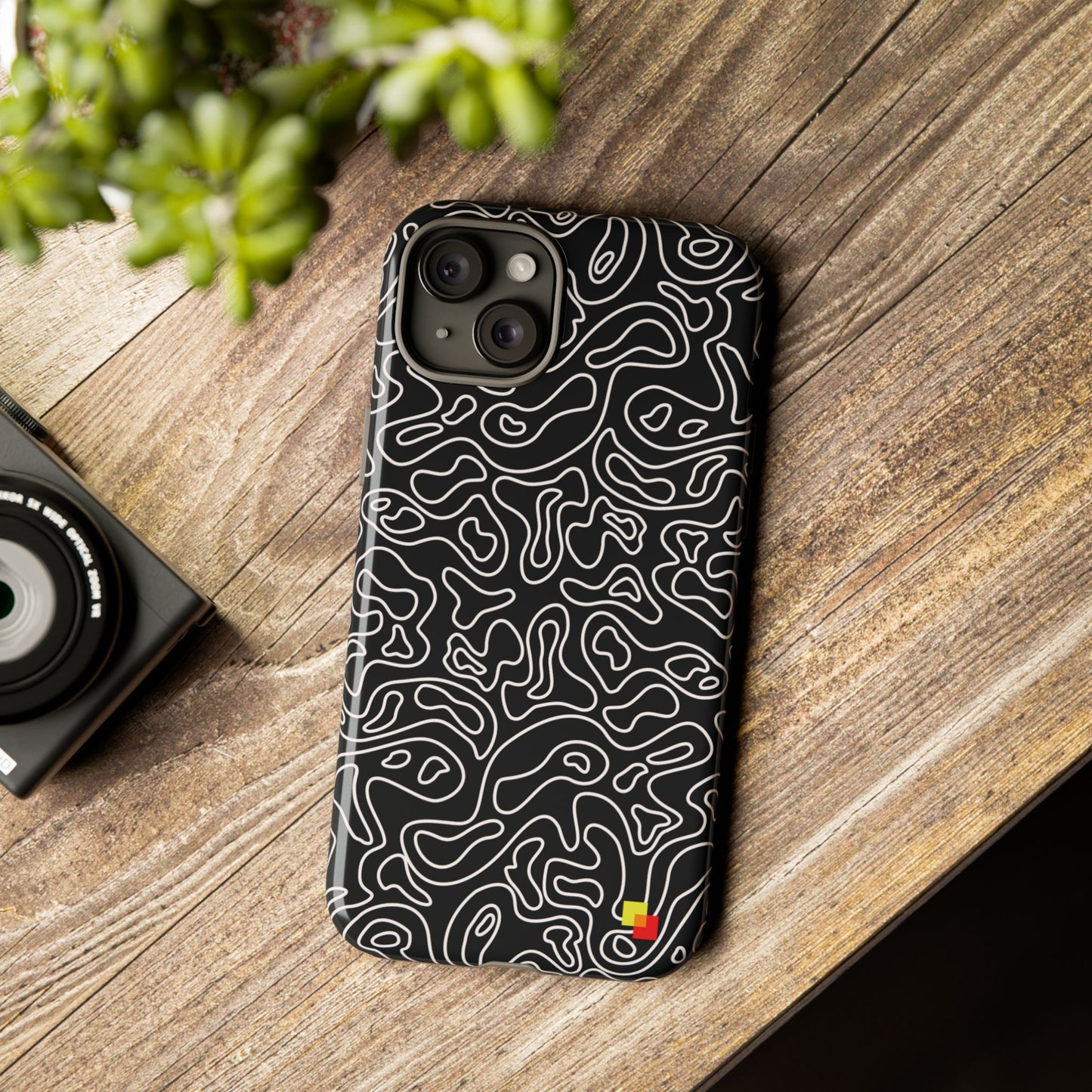 Black Topographic Phone Case