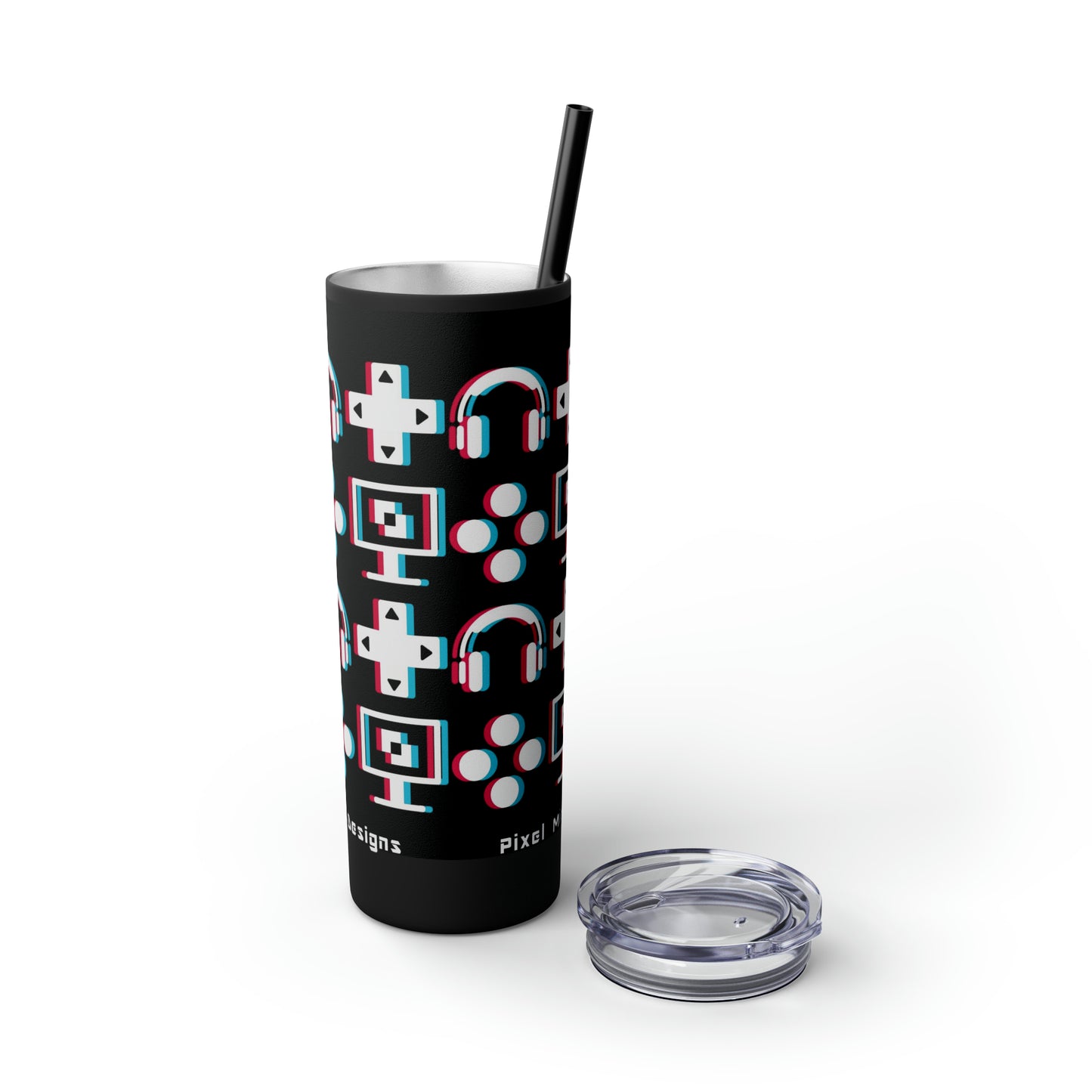 Glitchy Gaming 20oz Skinny Tumbler with Straw