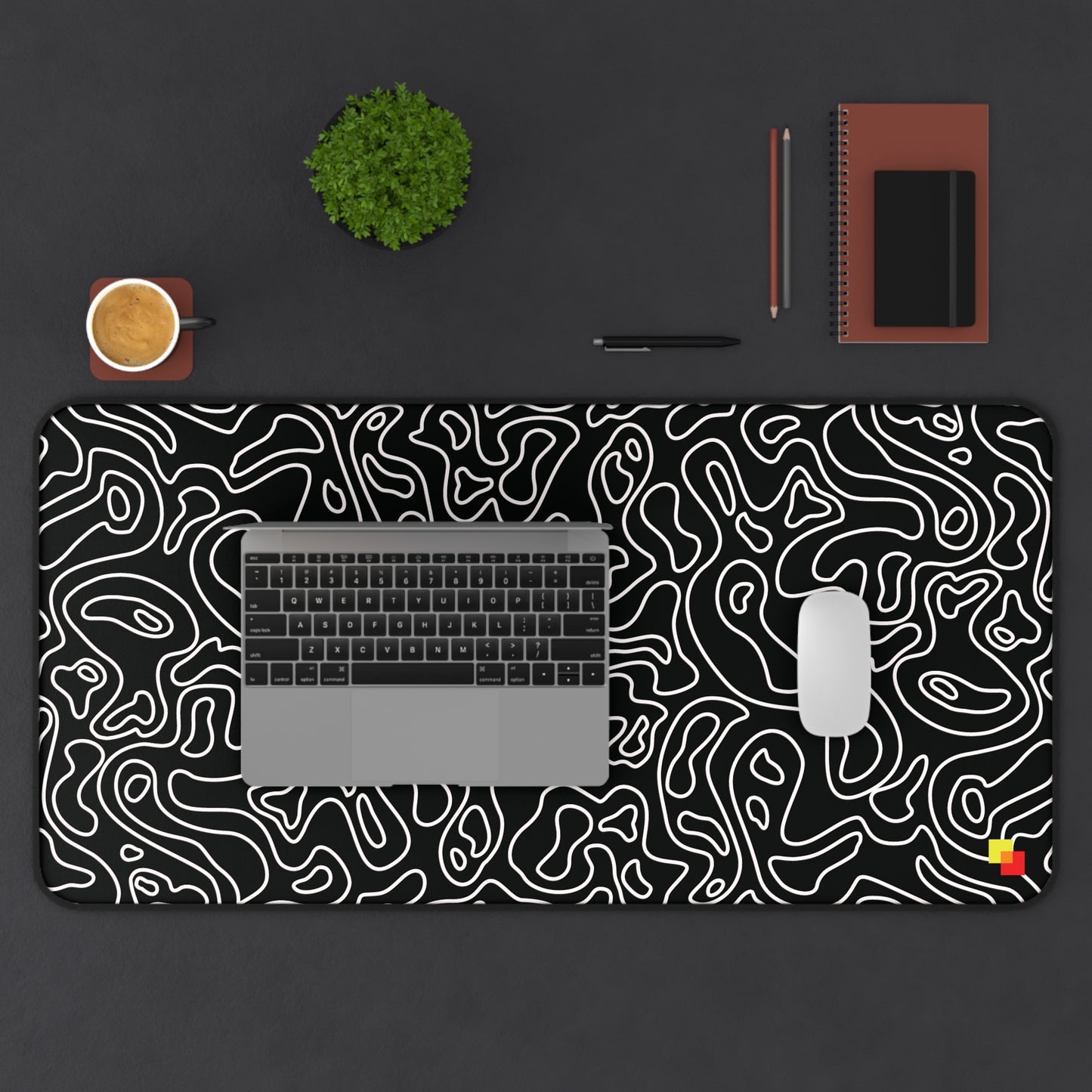 Black Topographic Mouse Pad / Desk Mat