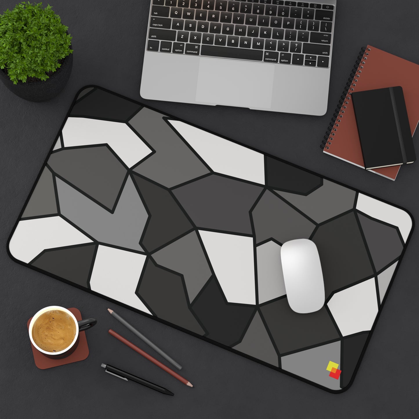 Black and White Geometric Mouse Pad / Desk Mat