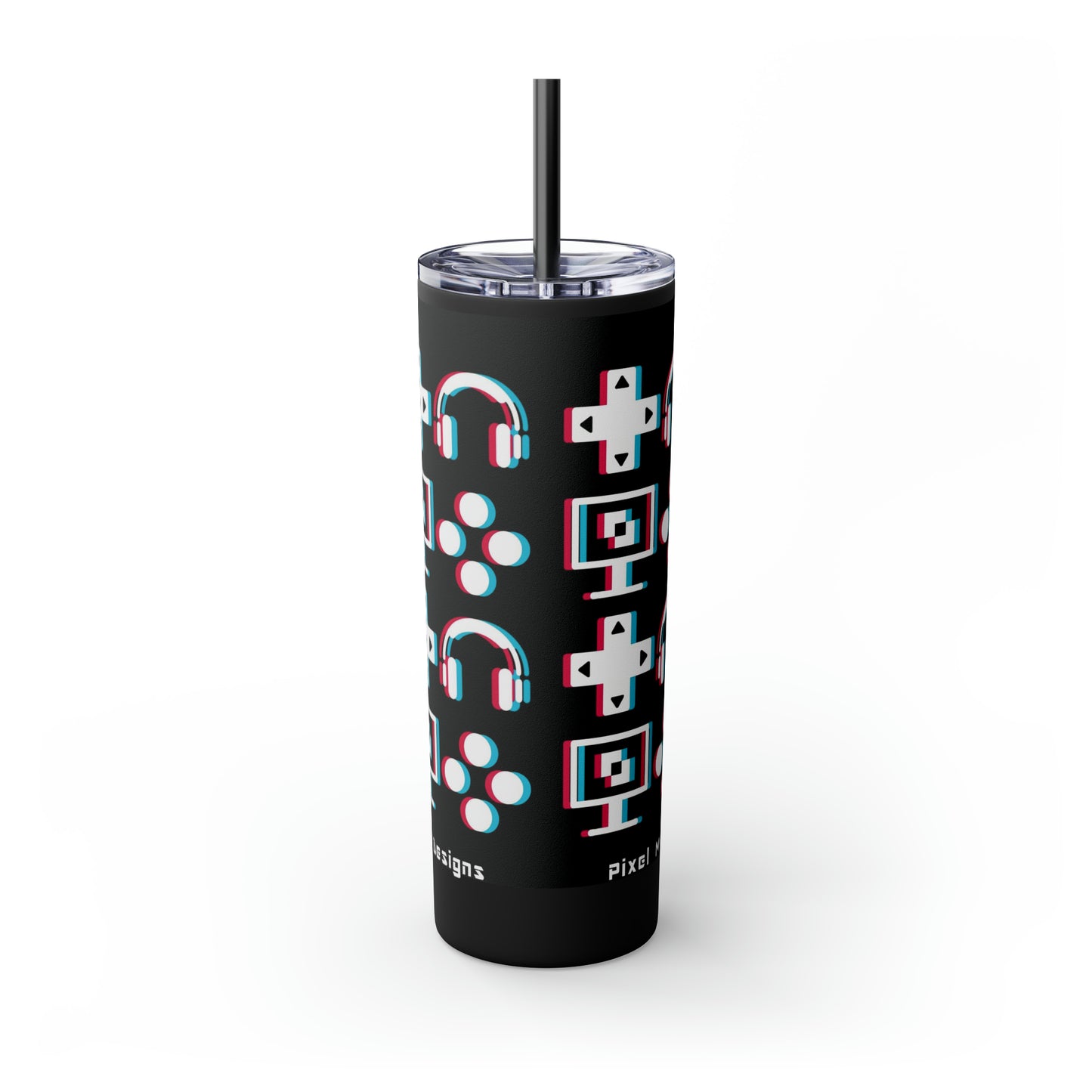 Glitchy Gaming 20oz Skinny Tumbler with Straw