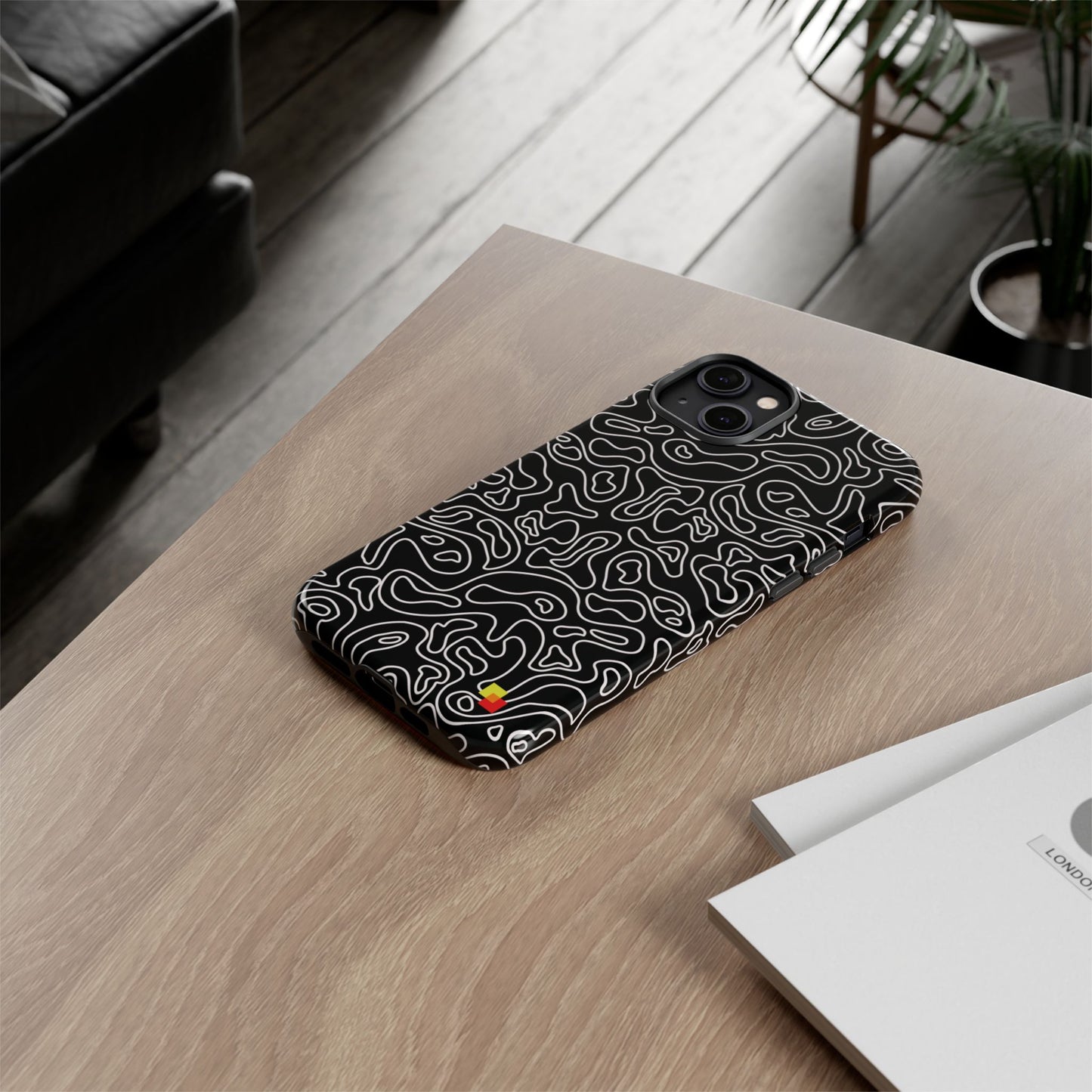 Black Topographic Phone Case