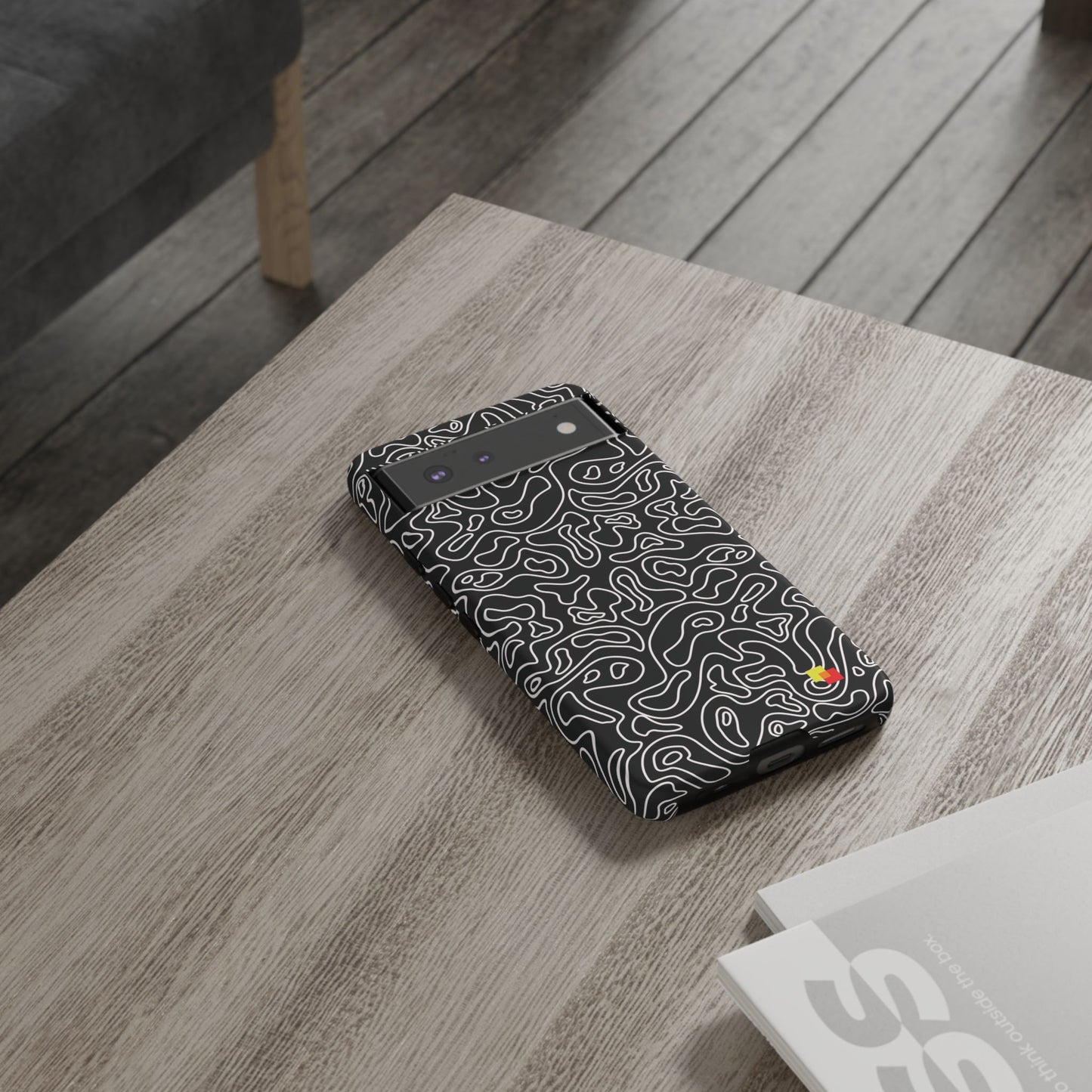 Black Topographic Phone Case