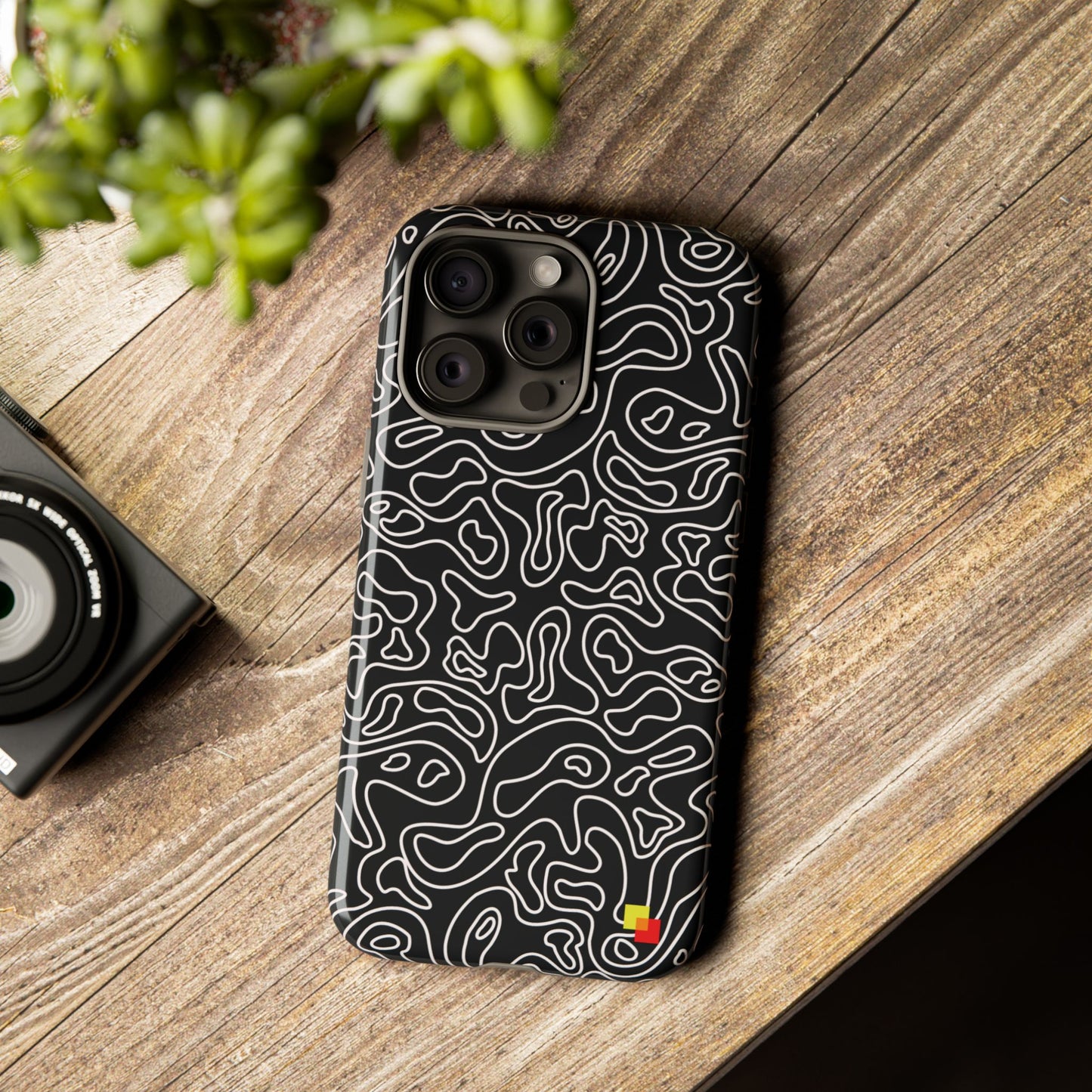 Black Topographic Phone Case