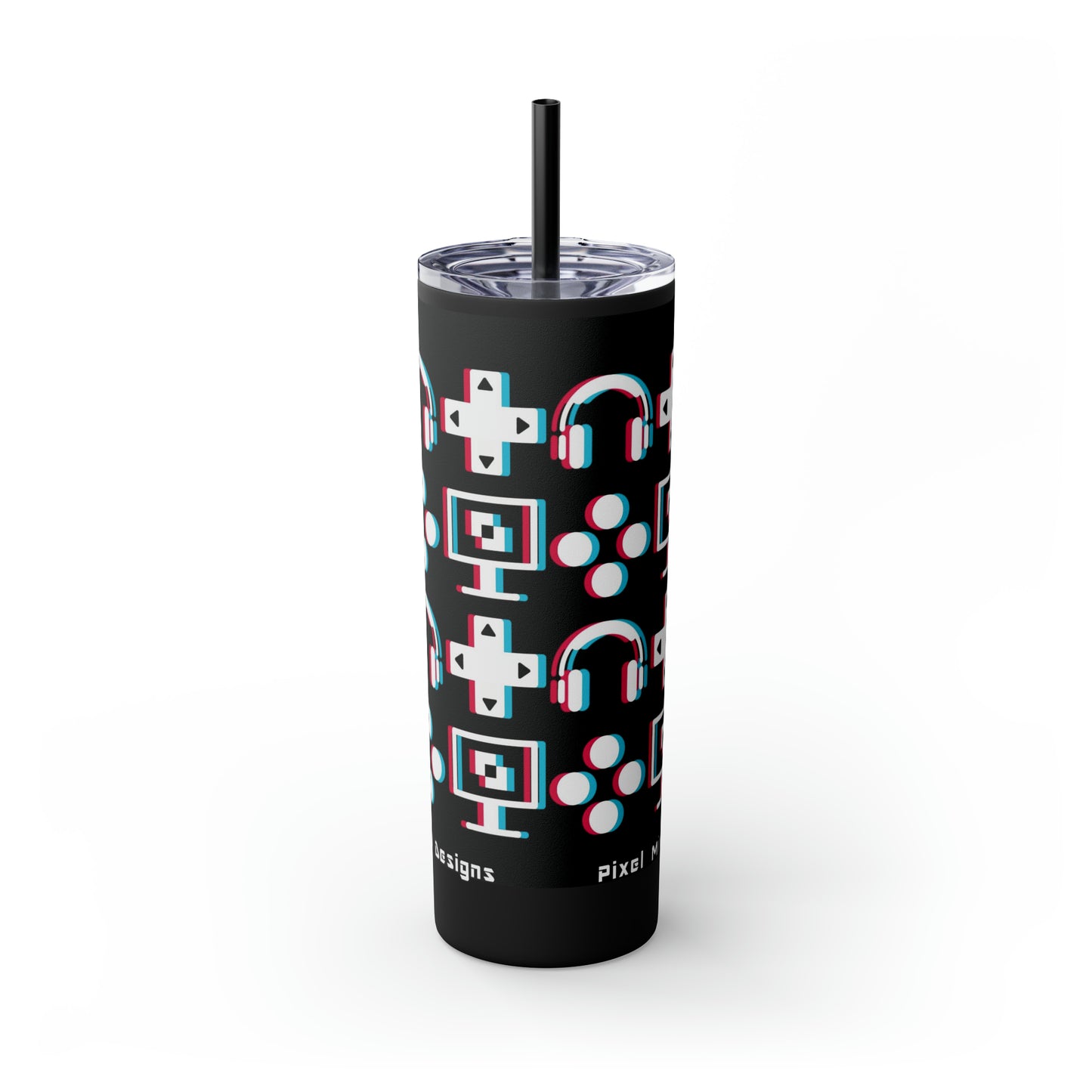 Glitchy Gaming 20oz Skinny Tumbler with Straw