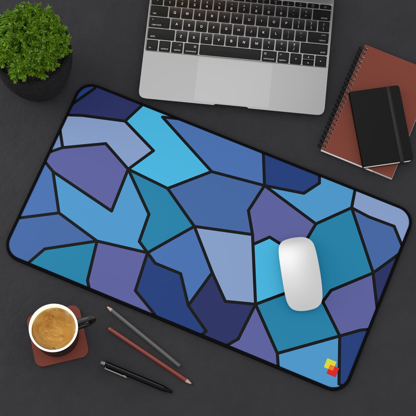 Blue Geometric Mouse Pad / Desk Mat