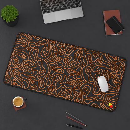 Orange and Black Topographic Mouse Pad / Desk Mat