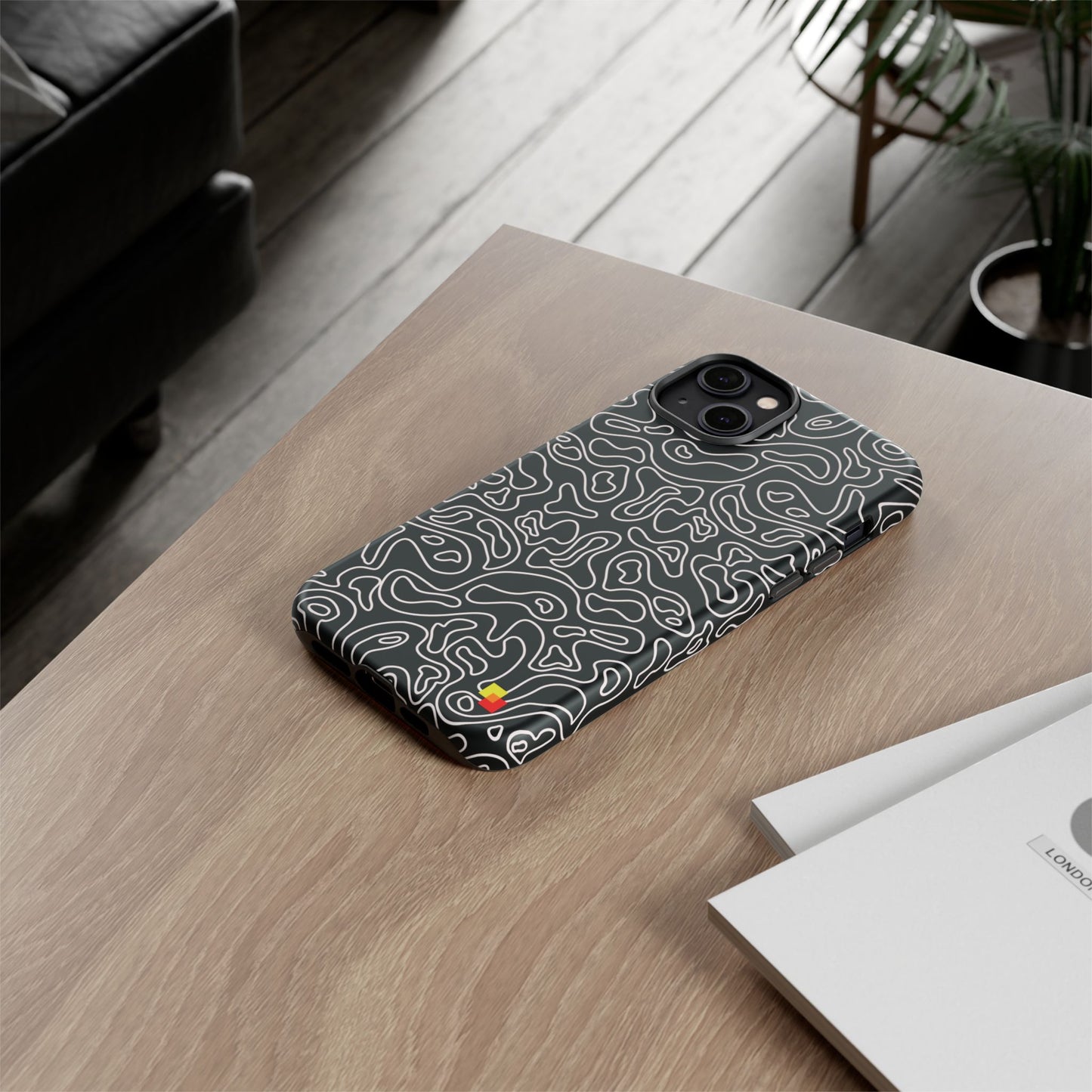 Black Topographic Phone Case