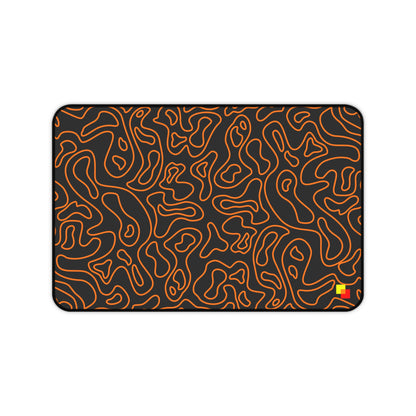 Orange and Black Topographic Mouse Pad / Desk Mat