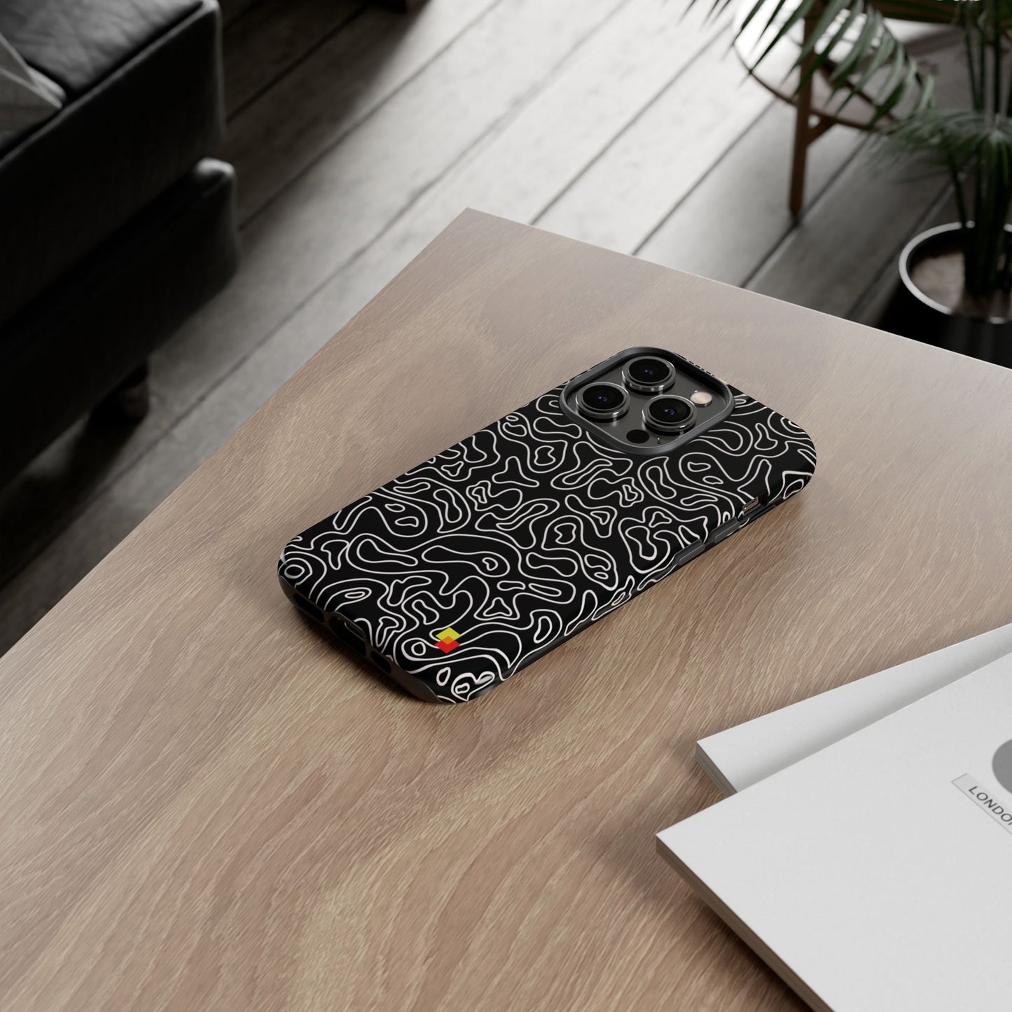 Black Topographic Phone Case