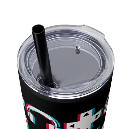 Glitchy Gaming 20oz Skinny Tumbler with Straw