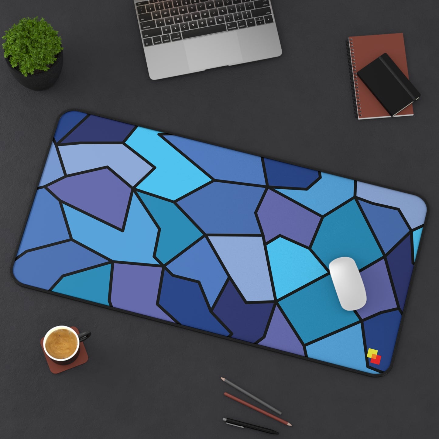 Blue Geometric Mouse Pad / Desk Mat