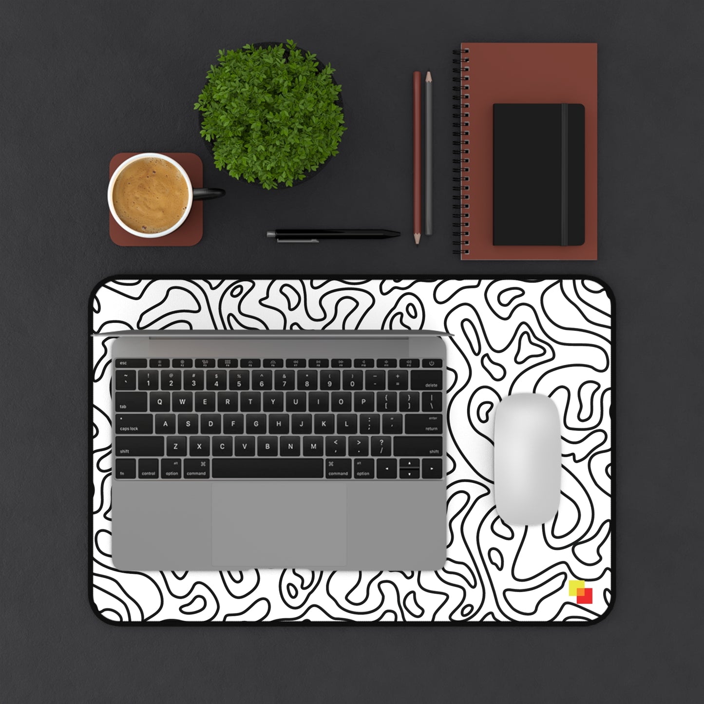 White Topographic Mouse Pad / Desk Mat