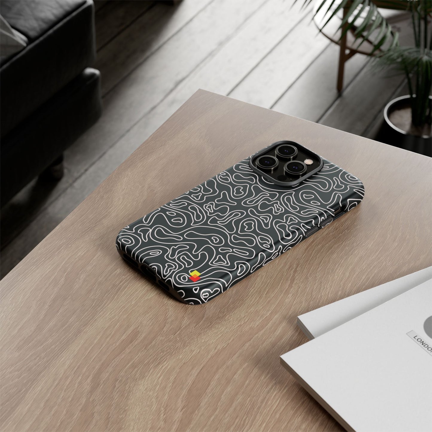 Black Topographic Phone Case