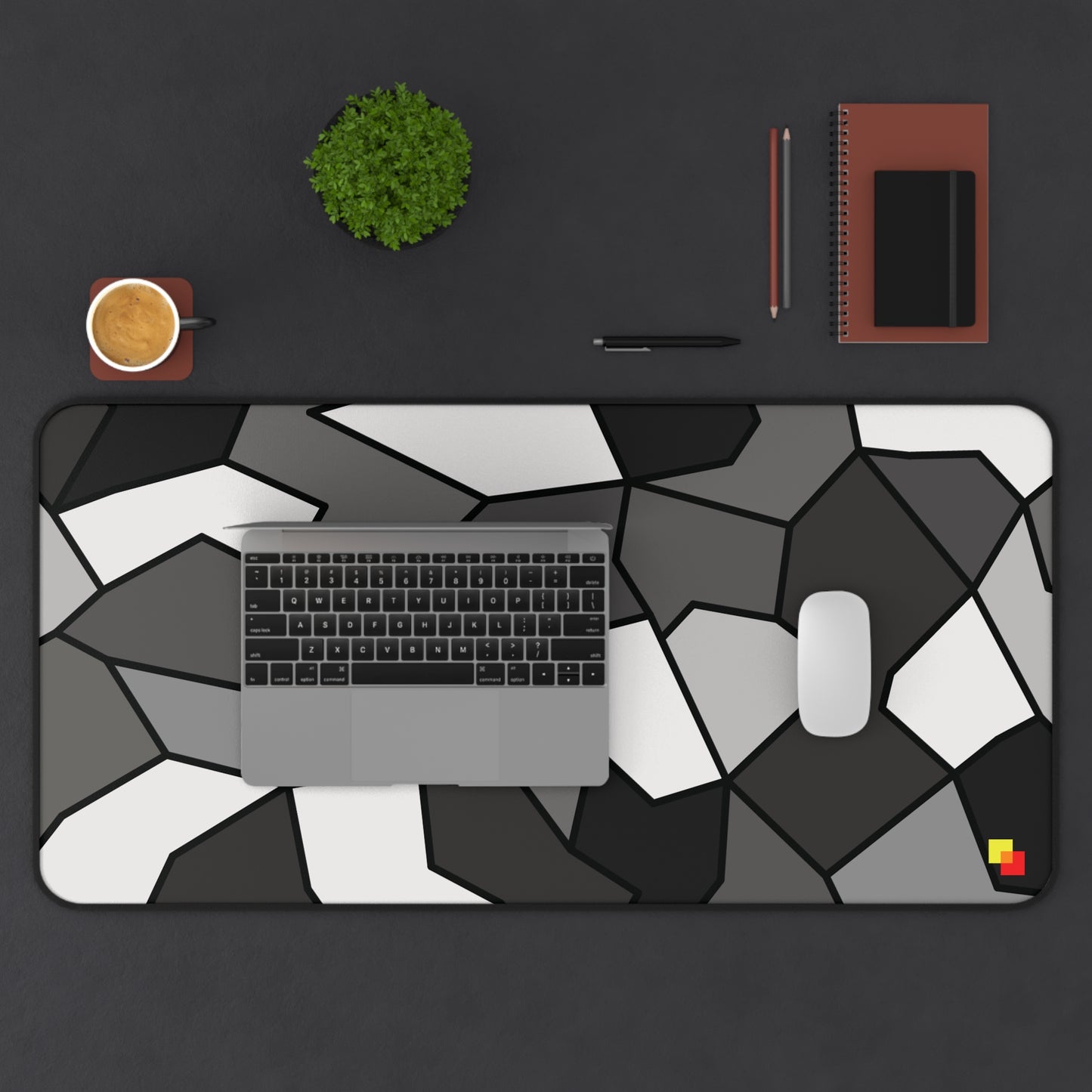 Black and White Geometric Mouse Pad / Desk Mat