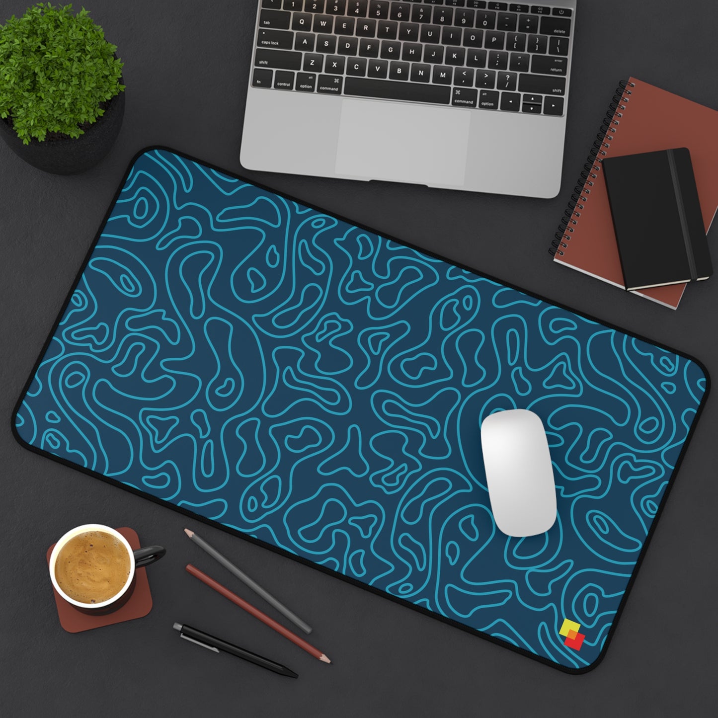 Blue Topographic Mouse Pad / Desk Mat