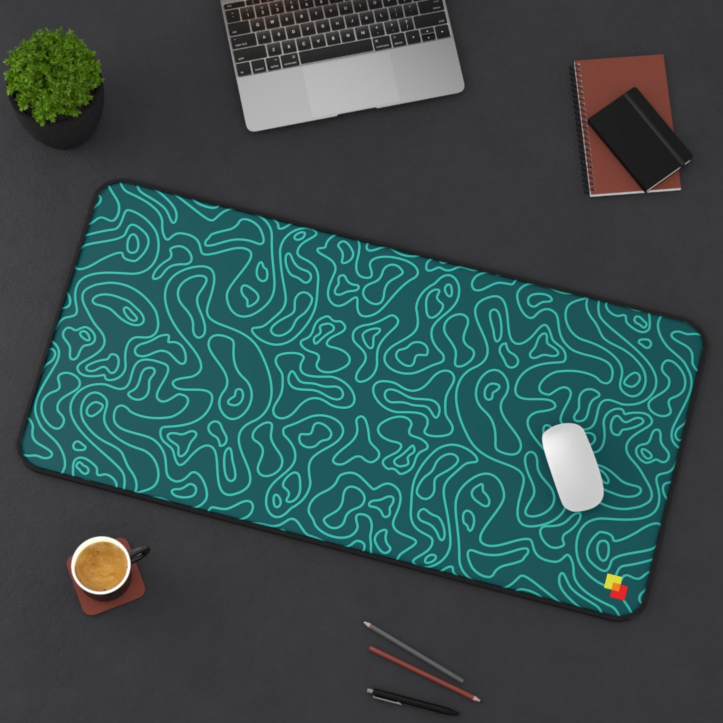 Cyan Topographic Mouse Pad / Desk Mat