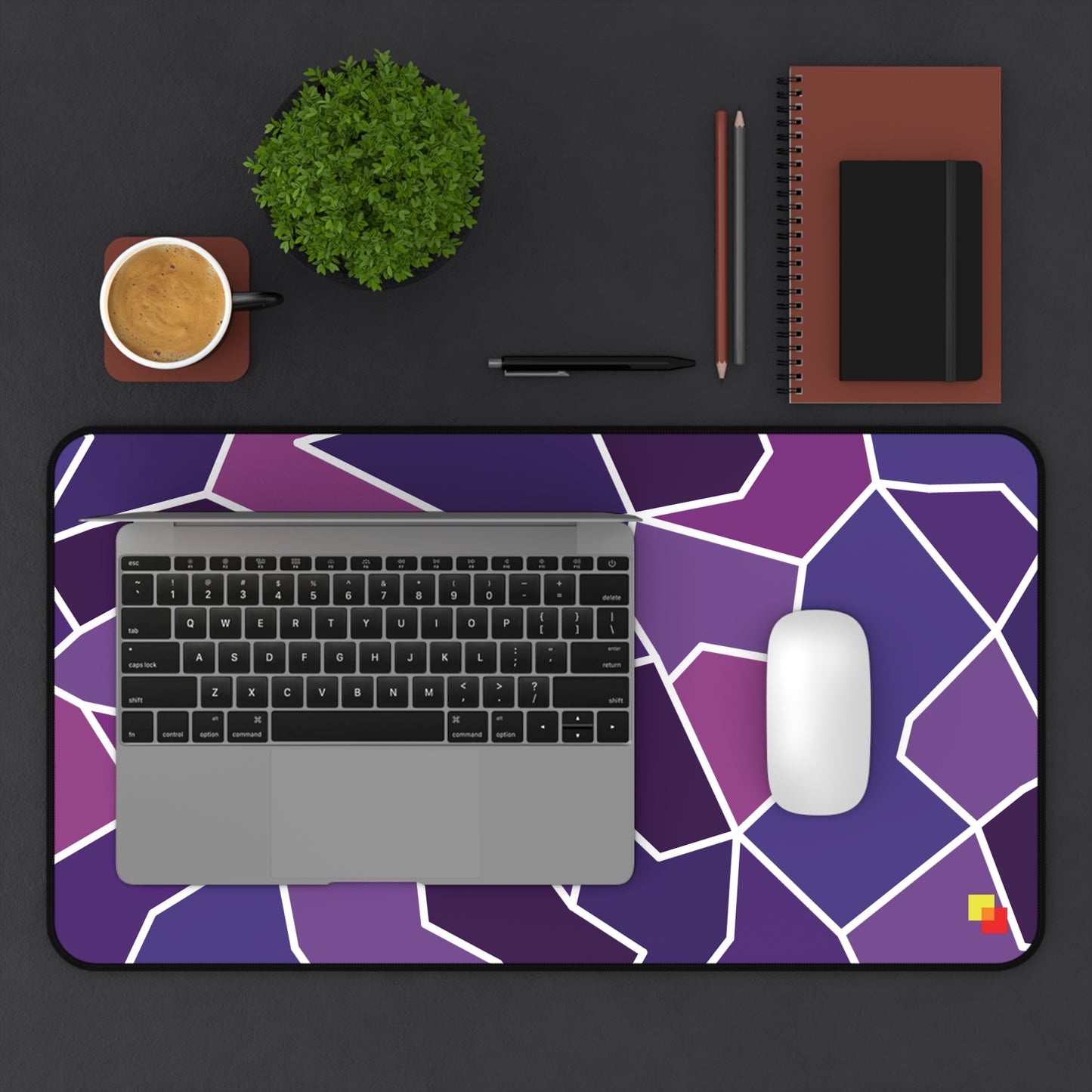 Purple Geometric Mouse Pad / Desk Mat