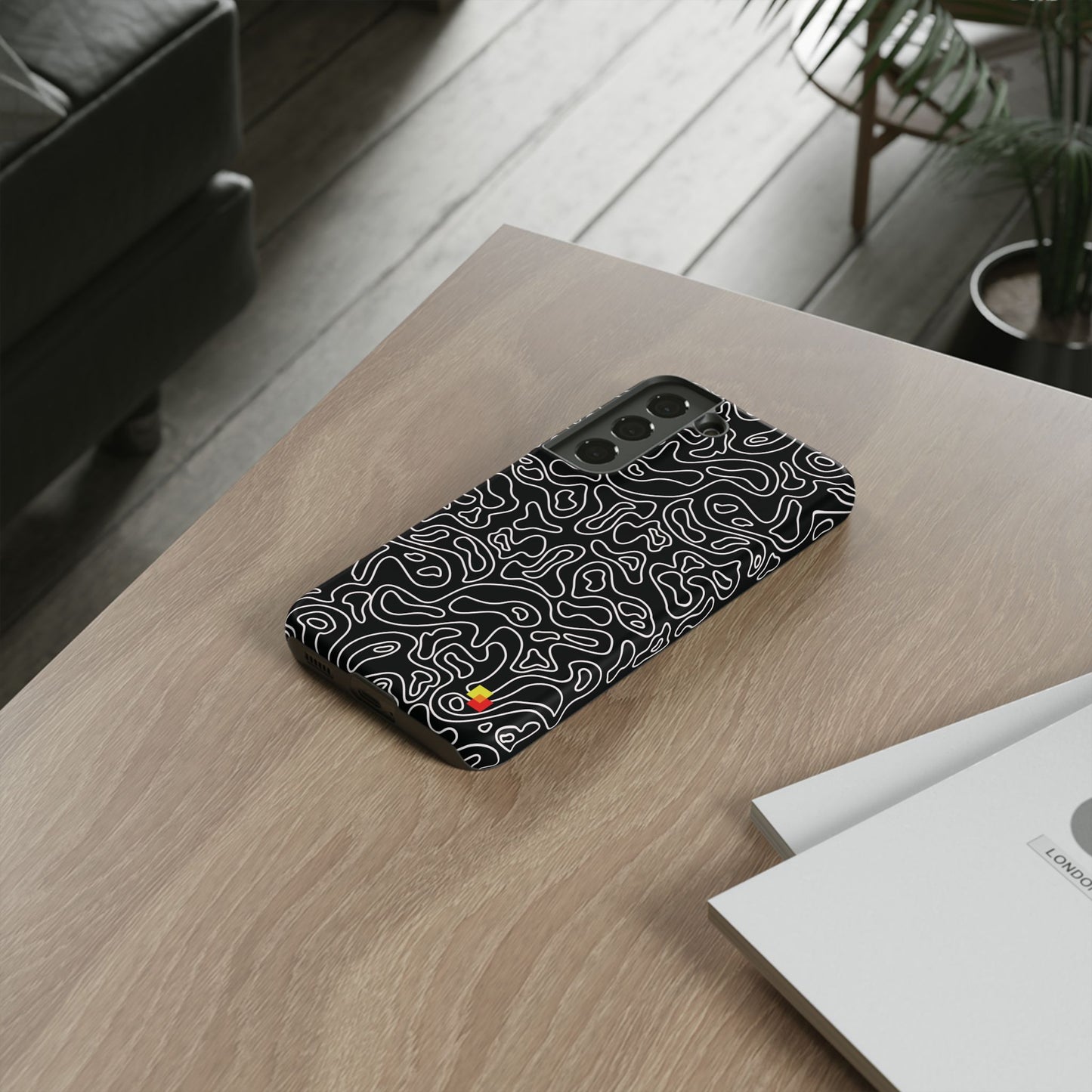 Black Topographic Phone Case