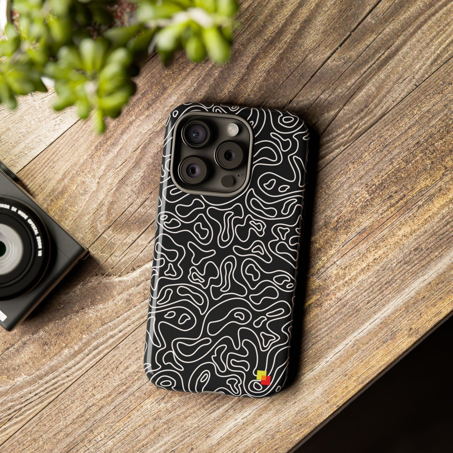 Black Topographic Phone Case