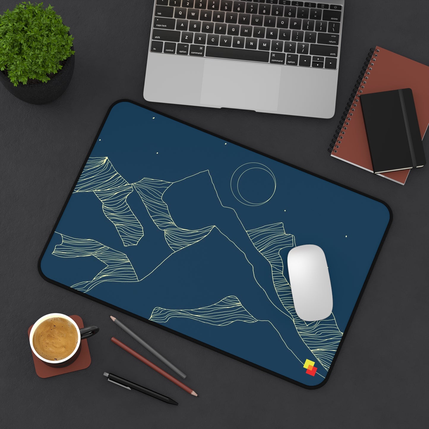 Navy Mountain Landscape Mouse Pad / Desk Mat