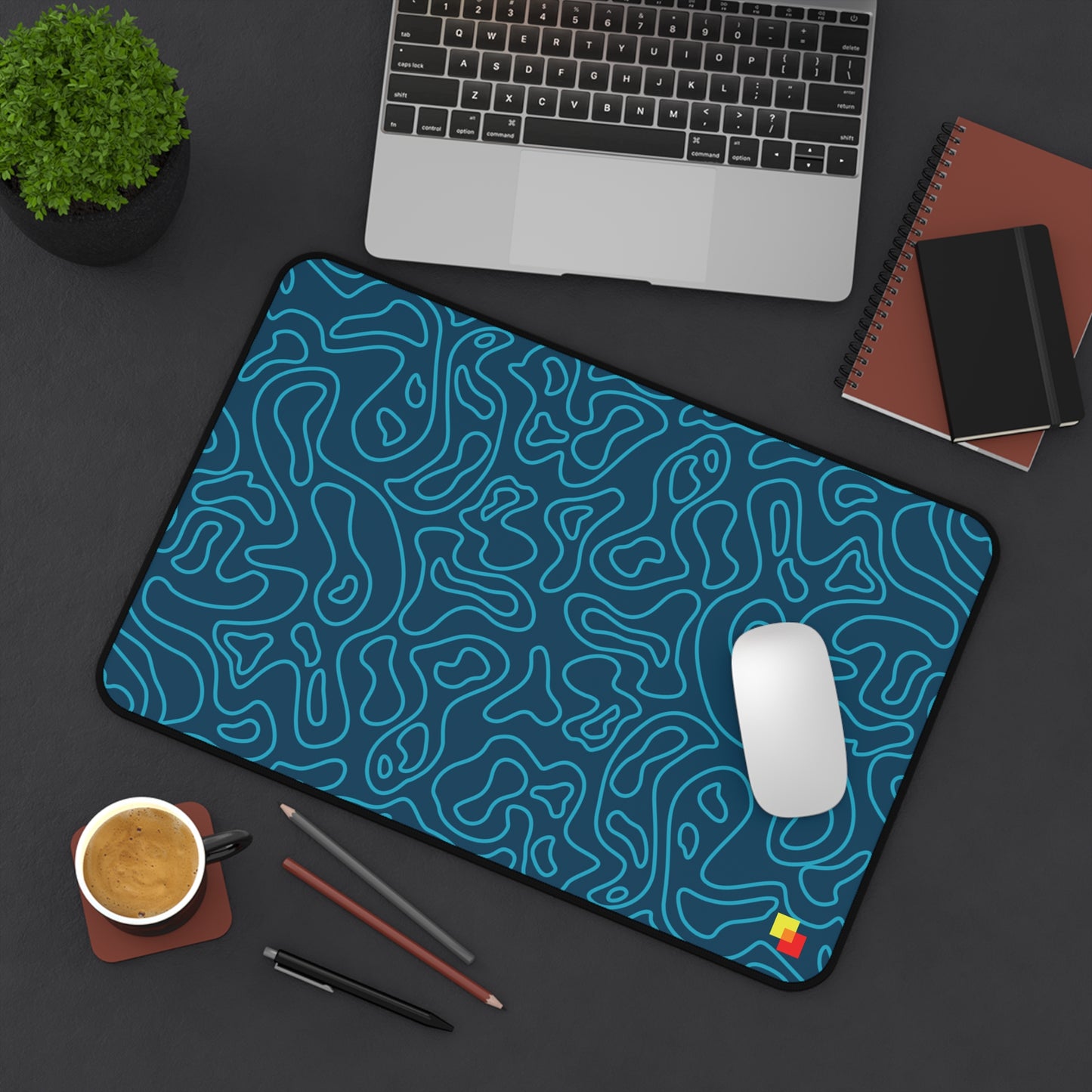 Blue Topographic Mouse Pad / Desk Mat