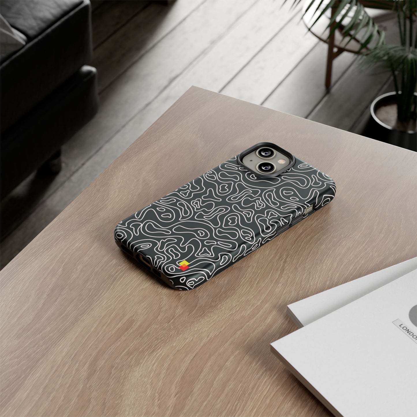 Black Topographic Phone Case