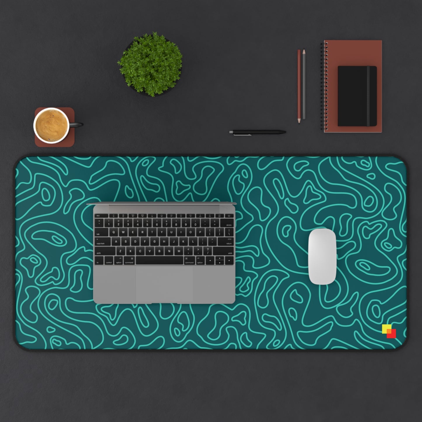 Cyan Topographic Mouse Pad / Desk Mat