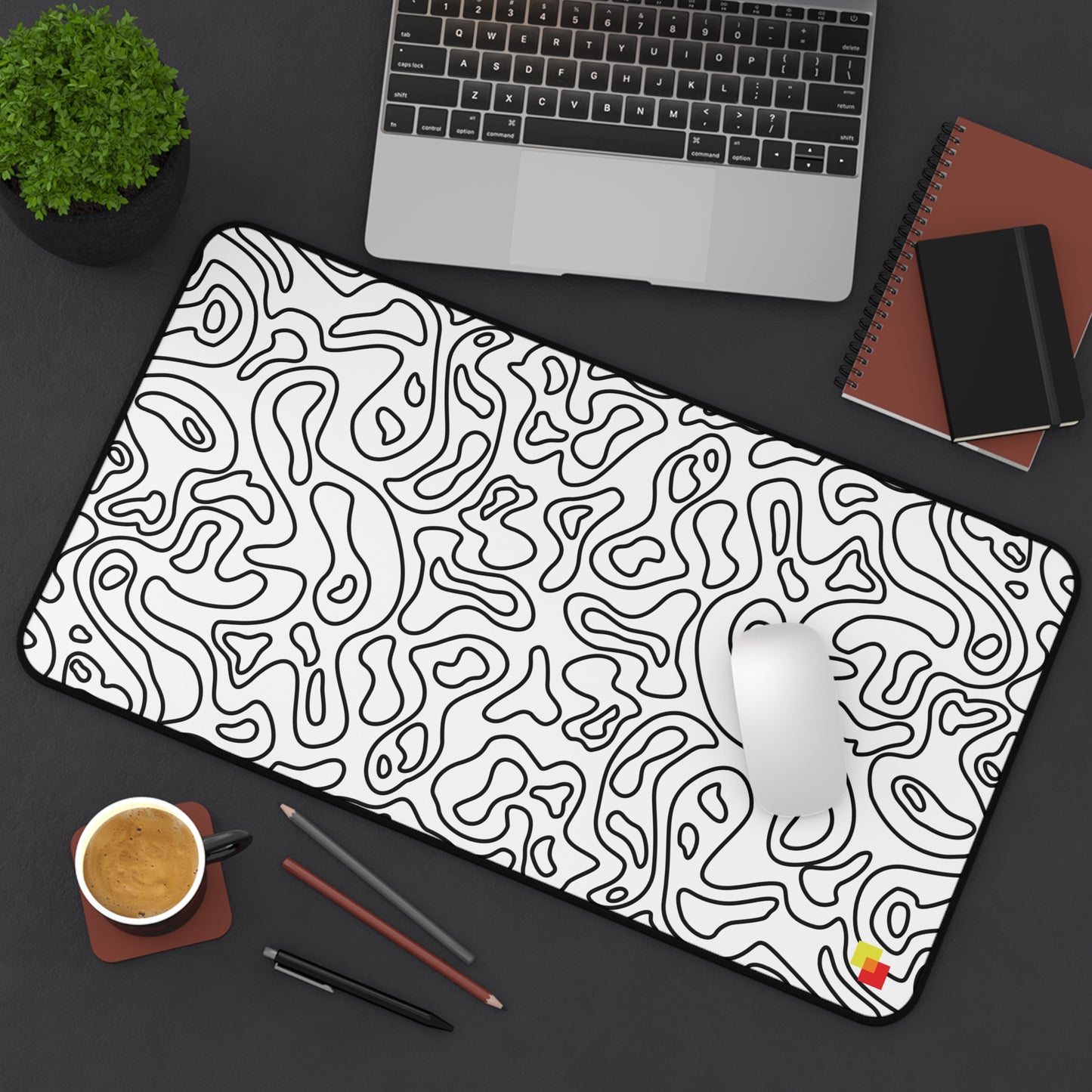 White Topographic Mouse Pad / Desk Mat