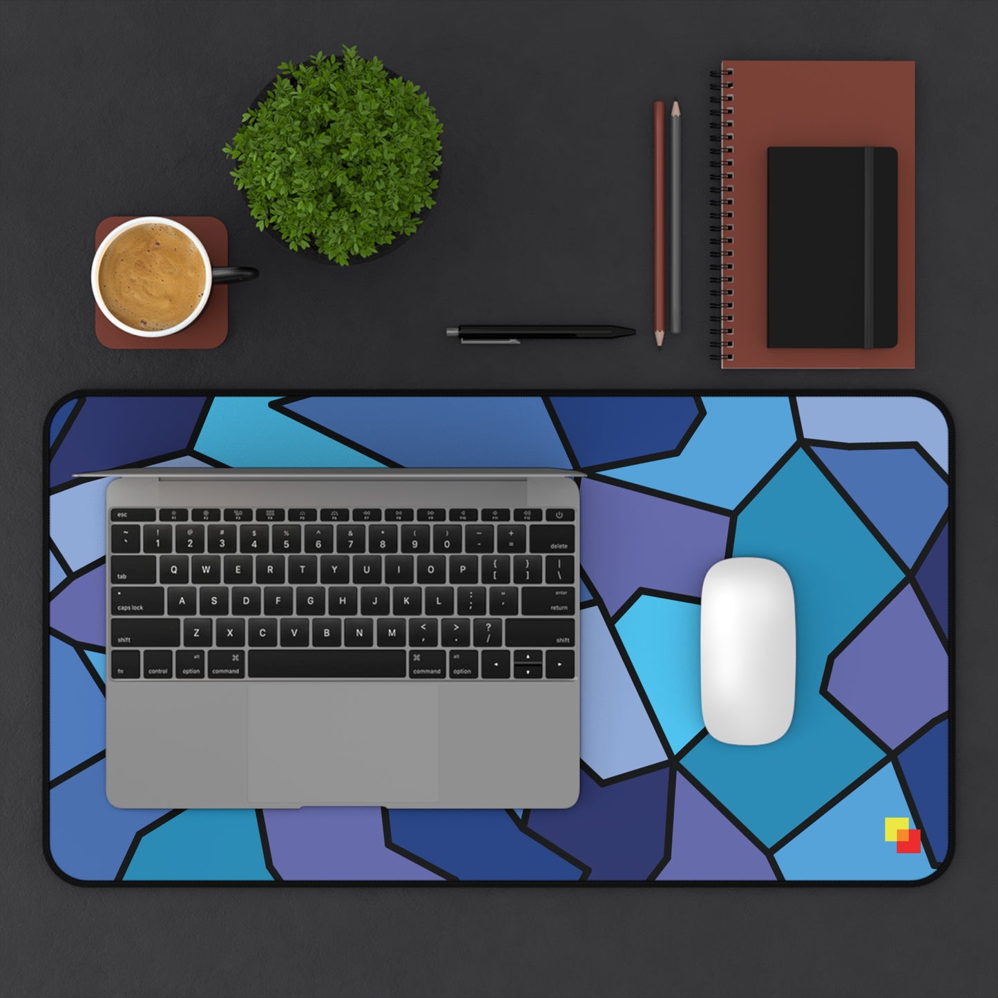 Blue Geometric Mouse Pad / Desk Mat