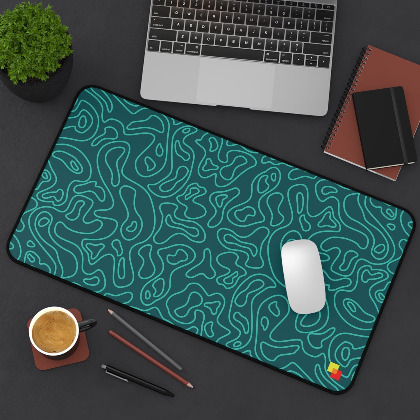 Cyan Topographic Mouse Pad / Desk Mat