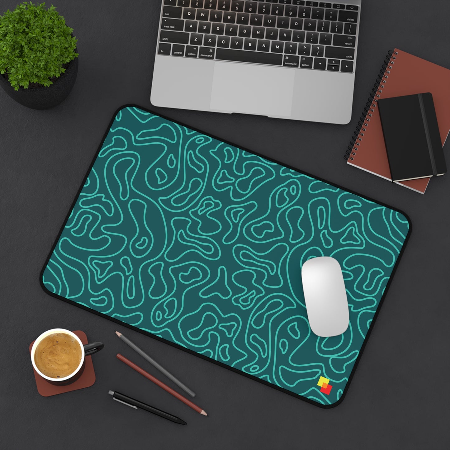 Cyan Topographic Mouse Pad / Desk Mat