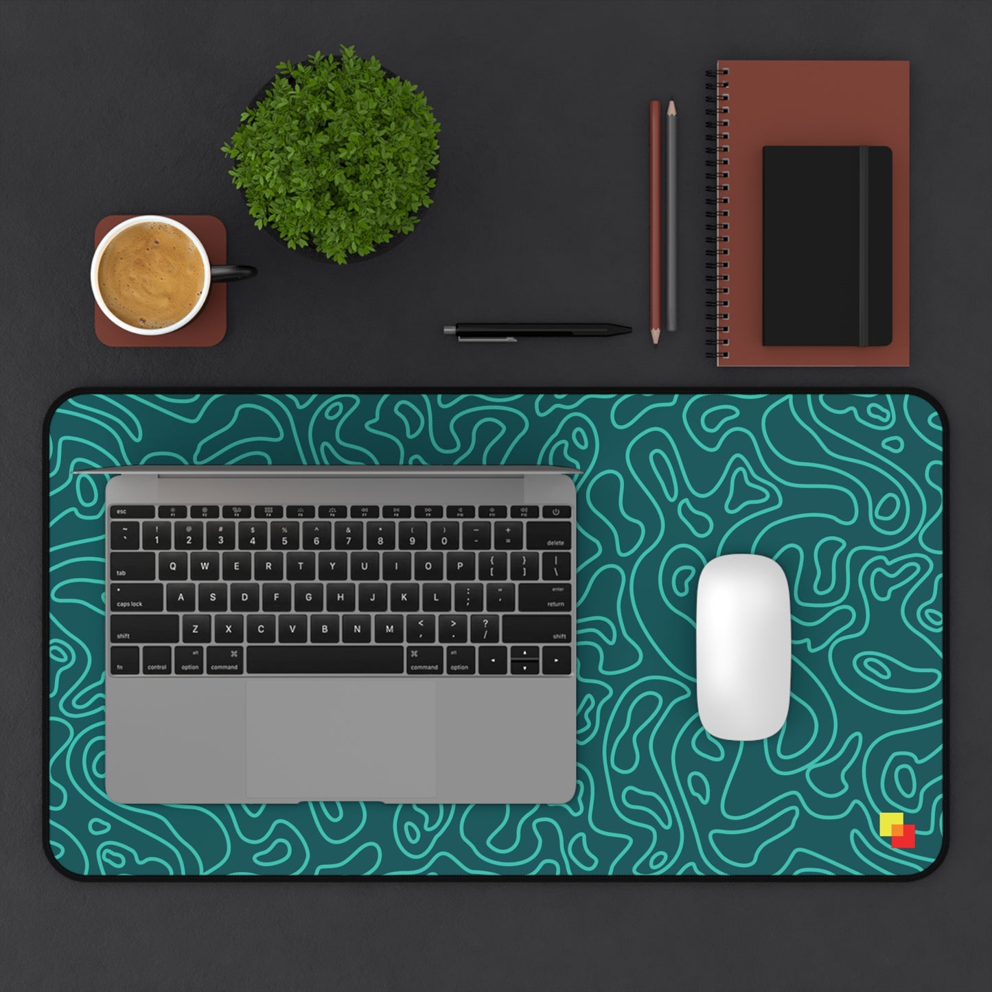 Cyan Topographic Mouse Pad / Desk Mat